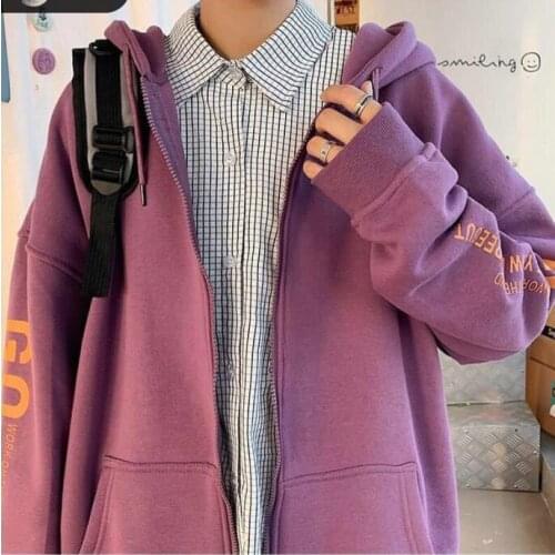 Jacket mens spring ins casual all-match zipper cardigan hooded sweater jacket mens autumn and winter plus velvet couple wear