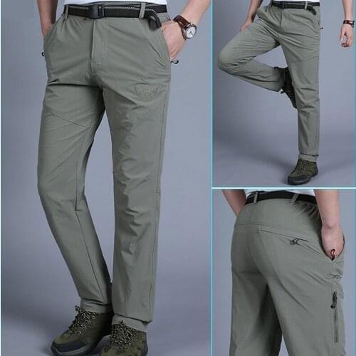 Summer Mens Quick Dry Pants Hiking Trekking Water-resistant Pants Thin Outdoor Fishing Sporting Trousers Plus SizeM-4XL Overall
