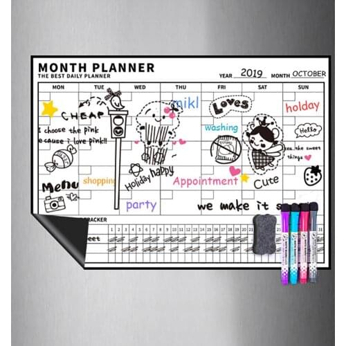 Magnetic Erasable Message Board Month Week Planner Calendar Sticker Chalkboard Kid School Wall Planner Office Meeting Calendar
