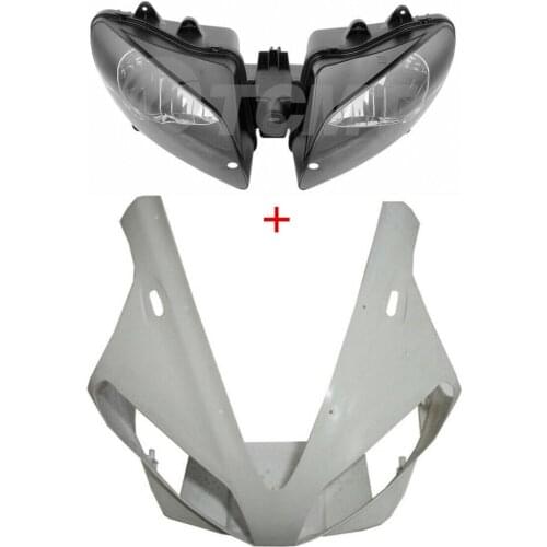 Motorcycle Unpainted Upper Fairing Cowl Nose Front Headlight For Yamaha YZF R1 2000-2001