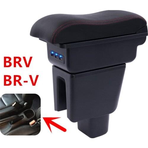 For Honda BRV BR-V Mobilio armrest box central Store content Storage box with cup holder ashtray USB interface products