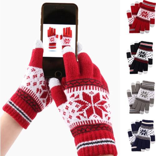 Christmas Cashmere wool Knitted Gloves Winter Gloves For Man And Women Plus Thick Knitted Five Fingers Wrist Gloves