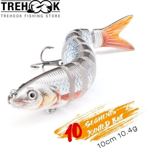 TREHOOK 10cm 10g Sinking Crankbaits Fishing Lure 10-segments Wobbler Hard Artificial Bait For Pike Fishing Accessories Swimbait