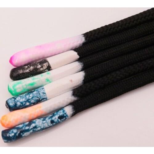 Weiou Lace Shoe Accessories 3MM Men Women Sneaker Basketball Top String Black Round Shoelaces With Epoxy Full Coverage Rope Head