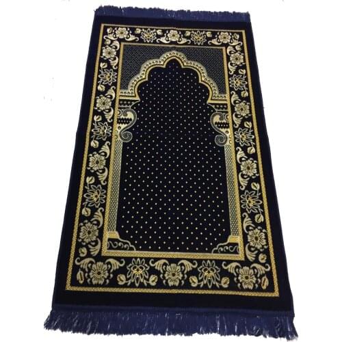 High Quality Velvet Prayer Carpet Muslim Rug Blue Green Navy blue