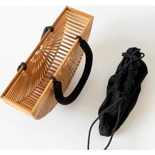 Ins summer womens bag 2020 new Bohemia bamboo woven bag straw woven bag hollow Beach Bag Handbag bamboo basket bag shoulder bag