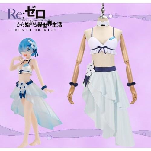 Anime Re:Life in a Different World From Zero Rem Swimsuit Lovely Sweet Uniform Cosplay Costume Halloween Suit For Women New 2020
