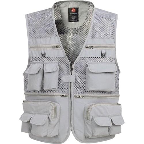 Multi Pocket Baggy Vest For Men 2019 Summer Male Casual Thin Mesh Shooting Work Outerwear Sleeveless Jacket With Many Pockets