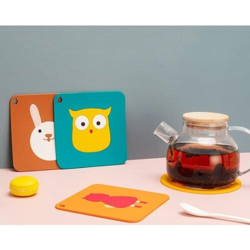 1PCS Cute Cartoon Animal Placemat Silicone Coaster Household Heat Resistant Water Washable Table Cup Insulation Pad