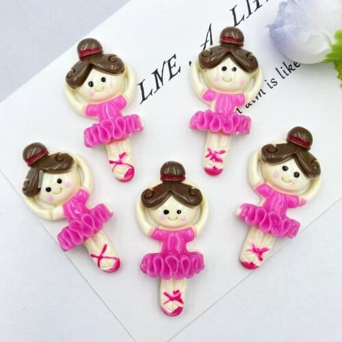 10pcs Kawaii Resin Rose red ballet girl Resin Art Decoration Charm DIY Scrapbooking Embellishment Accessories C02