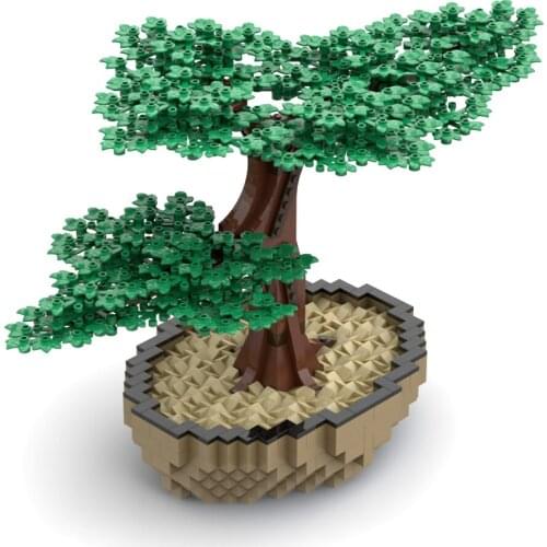 1008Pcs MOC Artificial Bonsai Tree Small Particle DIY Building Blocks Kit Compatible with 10281 10280 Bouquet Bonsai Set(by Ben)