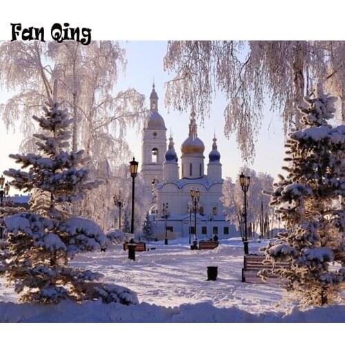 5D Full Square/Round Diamond Painting Cross Stitch Snow Mountain & Castle Diamond Embroidery Diamond Mosaic