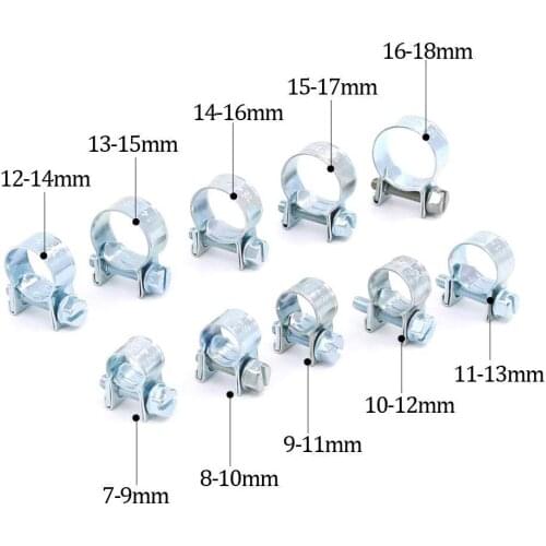 84Pcs 10 Size Mini Fuel Injection Style Hose Clamp Assortment Kit For Diesel Petrol Pipe