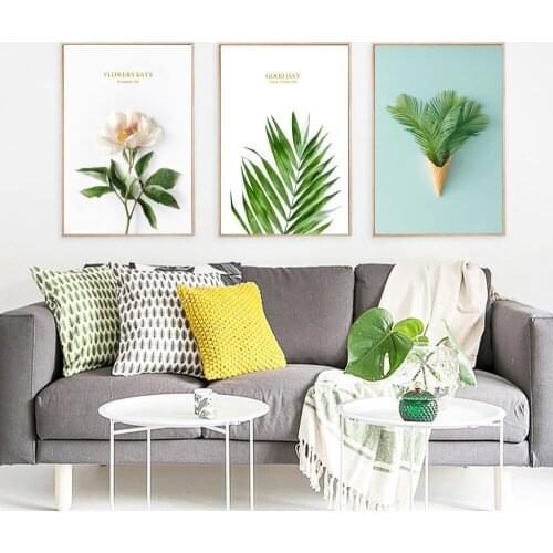 Watercolor Tropical Plant Leaves Minimalist Art Canvas Poster Painting Nature Wall Picture Modern Home Office Room Decoration