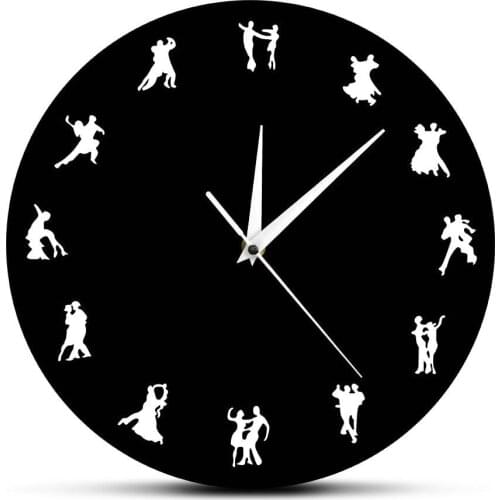 Ballroom Dancing Dancers Silhouette Iconic Wall Clock Latin Couple Dancers Wall Decor Watch Dancing Studio Social Dancing Design