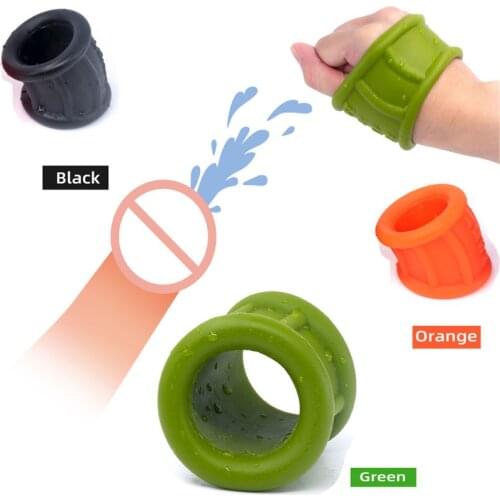 BDSM Elastic Silicone Scrotum Bondage Sleeve Testicle Stretcher Penis Erection Delay Ejaculation Lock Cock Ring Male Gay Sex Toy