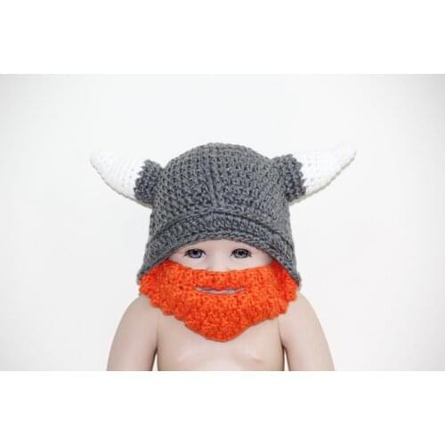 Free shipping,Kids Viking Warrior Hat,Battle Viking hat with hornes,Nordic caps,Crochet Baby photo prop, grey 100% cotton