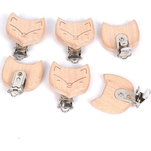 2020 New Nipple Chain Accessories Wooden Pacifier Clip Cute Fox-shaped Baby DIY Preferred P31B