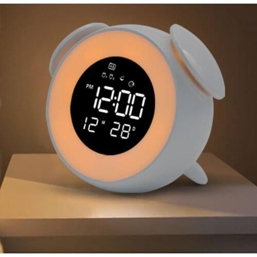 12/24 Hours Working Alarm Clock , Cute Cartoon Colorful LED Automatical Changing Of Brightness Day/Night Desktop Charge Clock