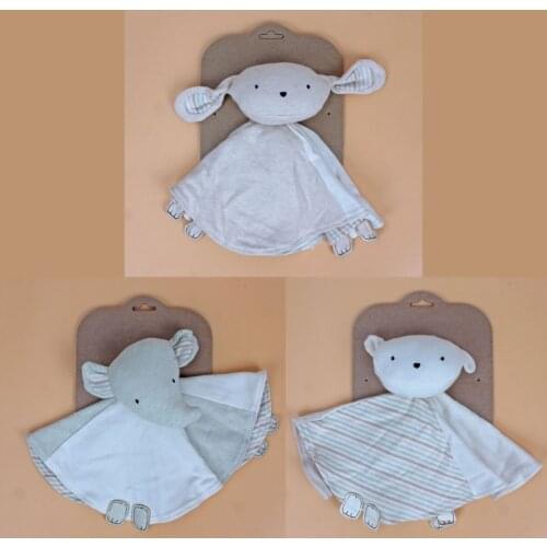 Baby Soother Appease Towel Bib Soft Cotton Animal Sleeping Doll Teether Infants Comfort Sleeping Nursing Cuddling Toys