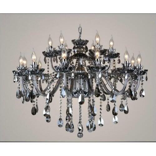 European Modern Smokey K9 Crystal Chandelier Lustre Crystal Chandelier Light Lustres De Cristal Chandelier LED Villa Smoked Lamp