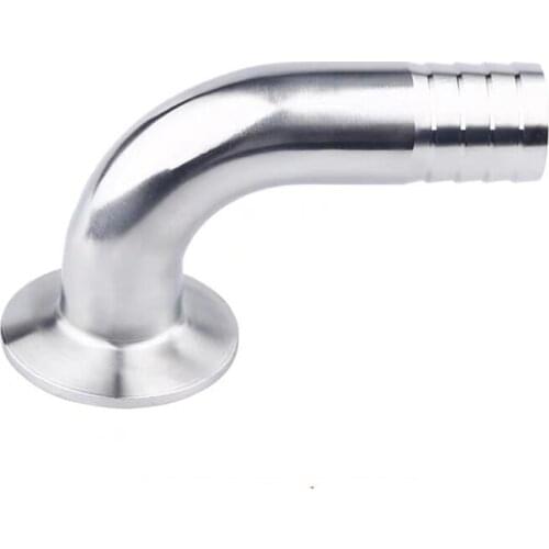 12.7/25/32/38/51/63/76/108mm OD SS304 Sanitary Hose Barb Pipe Fitting 1.5/2/3/4" Tri Clamp 50.5-119mm Ferrule 90 Degree Elbow