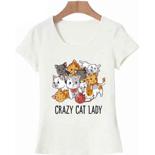 Summer Crazy Cat Lady T Shirt Funny Cats Kitty Kitten Meme Gifts T shirt for Cat Lovers Summer Cute Woman T Shirt Cool Tops
