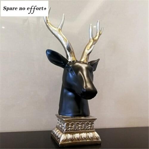 Retro Deer Head Decoration Room Decoration Creative Home Interior Figurines Soft Decoration Crafts Wedding Gift Desk Accessories