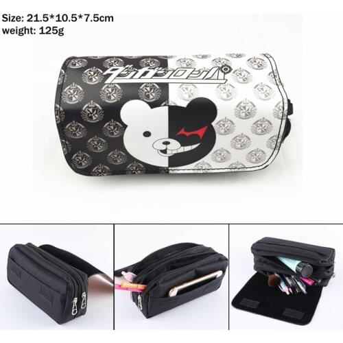 Anime Danganronpa monokuma Canvas Pencil Case student Zipper penbag Women Makeupbag Cartoon travel cosmetic bags Stationery Gift