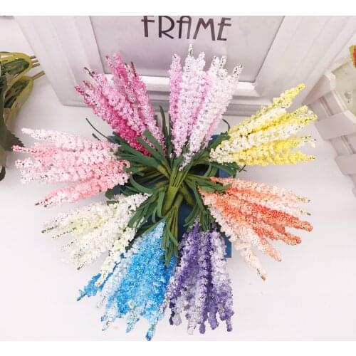 10Pcs/lot Mini PE Lavender Artificial Flowers for Wedding Home Decoration DIY Craft Gift Bride Wreath Scrapbooking Fake F
