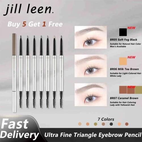 JILL LEEN Ultra Fine Triangle Eyebrow Pencil Precise Brow Definer Long Lasting Waterproof Black-Brown Eye Brow Makeup 7 Colors