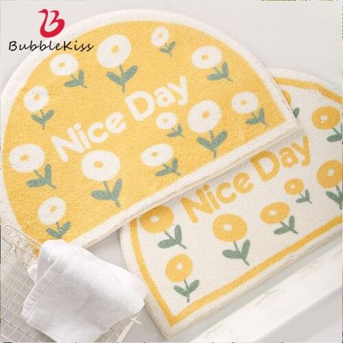 Bubble Kiss Door Mat Simple Absorbent Thicken Moisture-Proof Bath Mat Cute Flower Rug Bedroom Home Decoration Entry Door Carpet