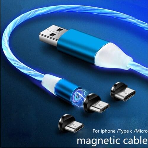 1M LED Micro USB Magnetic Cable For Samsung A51 A71 A50 A70 S10 S8 S9 S20 Plus Ultra Type C Charging Magnet Charger For iPhone
