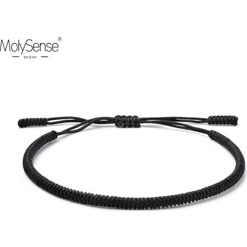 Molysense Black Tibetan Buddhist Love Lucky Charm Tibetan Bracelets & Bangles For Women Men Handmade Knots Rope Budda Bracelet