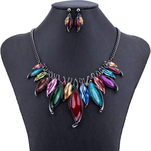 MS1504312 High Quality Jewelry Sets Leaf Design Fashion Womans Necklace Earrings Set Lead&Nickle Free Bridal Jewelry Party Gift
