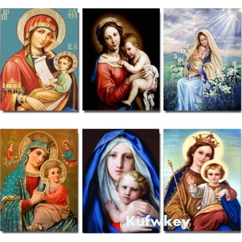 New Diamond Painting Virgin Mary kids Christian Religion Jesus Christ DIY 3D square Diamond Embroidery icon Maternal Love Child