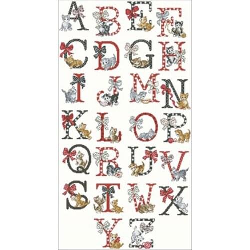 TOP Kitten alphabet patterns Counted Cross Stitch 11CT 14CT 18CT DIYChinese Cross Stitch Kits Embroidery Needlework Sets