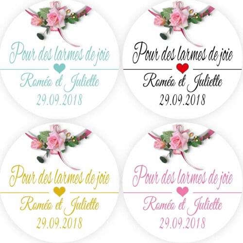 DouxArt 100 Pieces Stickers Personalized Wedding Pour des larmes de joie - 4CM Favors Labels Seals for Marriage Decorations