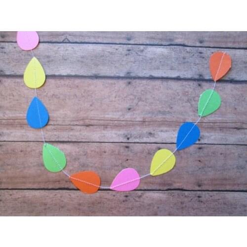 Neon Raindrop Garland - Neon Paper Decor, Bright Raindrops, Paper GarlandNeon Theme, Paper Banners, Bride to Be, Bridal Showers