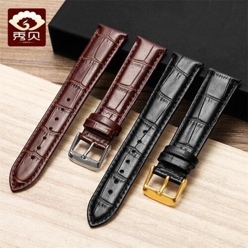 2018 NEW Genuine Leather Watchband With Stainless Steel Black Gold Pin Buckle Colorful Strap for Men Women 12 15 17 19 21 23mm