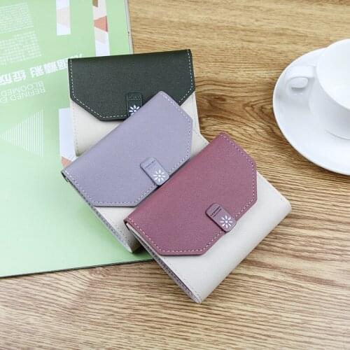 New Small Fresh Ladies Short Wallet Color Matching 30% Off Ladies Wallet Multi-card Student Bag PU Fashion Coin Purse