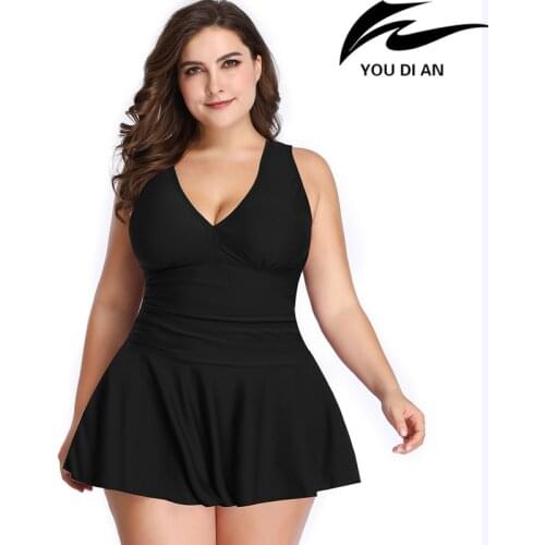 New women swimwear two pieces swimsuit plus size solid black swim swimming suit beach bathing wear bodysuit Monokini big size