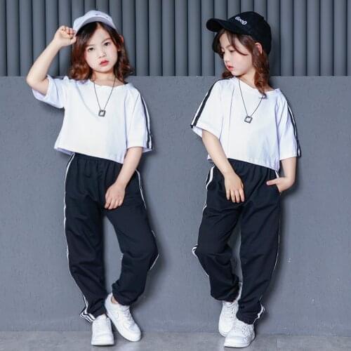 Girls Ballroom Clothing Hip Hop Costume Loose Dance Clothes Kids Jazz Shirts Dancewear Pants Exhibition Suits Dancewear