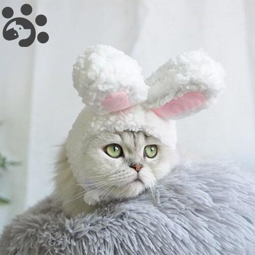 Cat Clothes Christmas Costume Hat for Cats Funny Dog Costume Clothes Plush Cute Rabbit Hat Pet Products