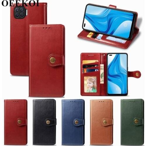 OEEKOI Pure Color PU Leather Wallet Flip Cover Case for OPPO F17 Pro