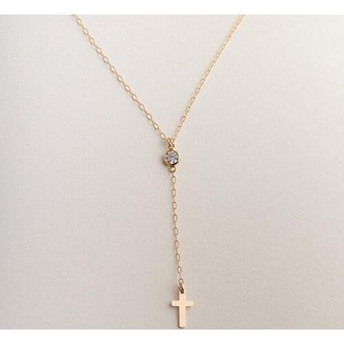 Classic Gold Silver Color Cross Pendant Necklace Charming Female Fringed Rhinestone Choker Fashion Womens Party Jewelry Gift