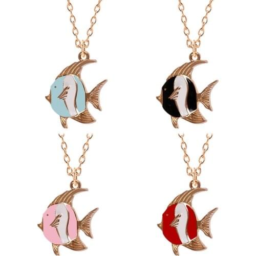 Gothic Creative Necklace Animal Color Striped Fish Shape Pendant Hip Hop Punk Metal Chain Men And Women Fashion Jewelry Gift