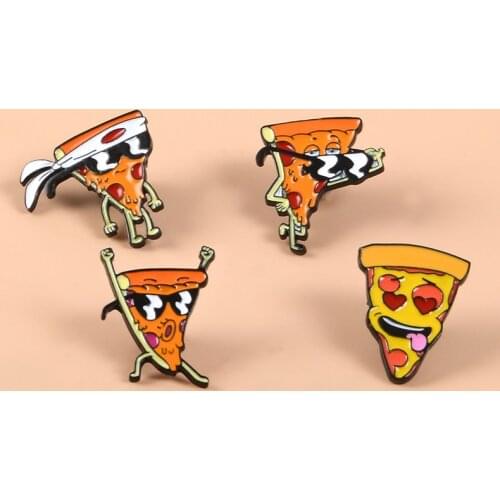 Pizza Japanese Warrior Enamel Pins Cartoon Japan Cool Sunglasses Pizza Face Denim Jeans Pin Badge Friendship Gift For Friends