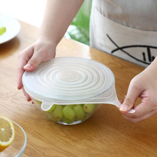 Food Grade Silicone Fresh Cover Universal Bowl Cover Seal Transparent Household Round Cover Food Covers Strechable Reusable
