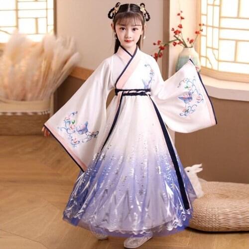 Girl Han Fu Princess Birthday Party Evening Dress Dance Wear Chinese Kids Ancient China Style Dresses Perform Dress Cosplay